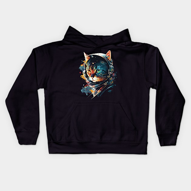 space cat Kids Hoodie by a cat cooking